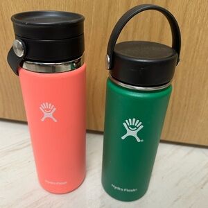 Hydro Flask Coral Pink & Forest Green Stainless Water Bottles